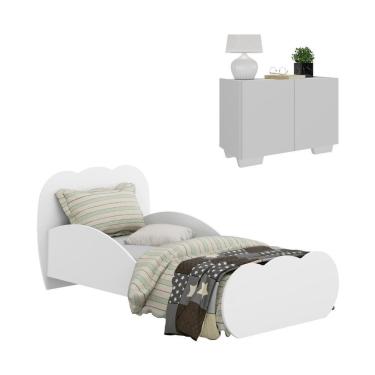 Imagem de Minicama Infantil Com Colchão Incluso E Mesa Cabeceira 2 Portas Multimóveis Mp4191 Branca