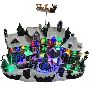 Imagem de Vila Natalina Com Movimentos - Musical - Iluminação - Bivolt Alt 29cm X Larg 21cm X Comp 38cm