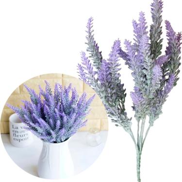 Imagem de 4 Ramos Plantas Lavanda Roxo Artificiais Com 35 Folhas 40cm