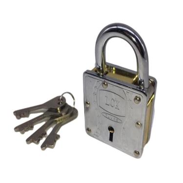 Imagem de Cadeado Inviolavel 70mm Grande Profissional Chave Frontal Anti Quebra Interno Externo Portao Fechadura Portatil