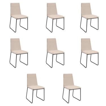 Imagem de Kit 8 Cadeiras De Jantar Cozinha Industrial Lexa Veludo Élpis Móveis Bege Preta