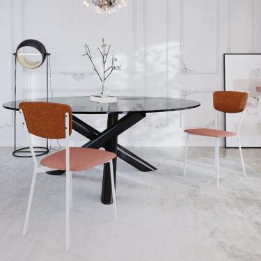 Imagem de Cadeira Fixa Estofada Vintage Retrô Com 2 Unidades Rose-caramelo-branco