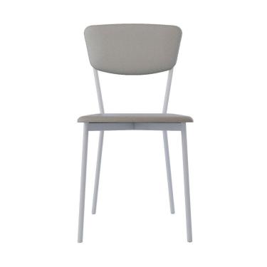 Imagem de Cadeira Fixa Estofada Vintage Retrô Com 4 Unidades Off White-branco