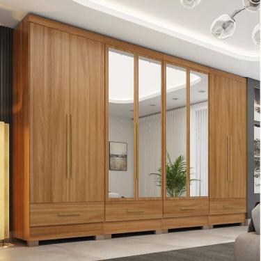 Imagem de Quarto Modulado 4 Peças 8 Portas 4 Gavetas Com Espelhos Smart Plus Cinamomo