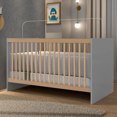 Imagem de Berço Com Grade Fixa Lua 132,5x76x76 Cm Cinza-madeira