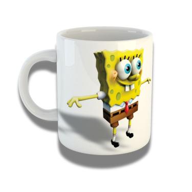 Imagem de Caneca De Porcelana 325ml Com Design 3d Exclusivo Bob Esponja
