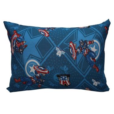 Imagem de Fronha Portallar Malha Disney Marvel Avengers Estampada Capitão América 48cmx68cm Azul