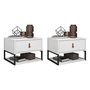 Imagem de Kit 2 Mesas de Cabeceira Suspensa Sigma Branco Casa D