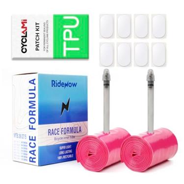 Imagem de CYCLAMI Pacote Com 2 Pneus De Bicicleta Montanha Câmara Ar Tpu 26/27,5'' Compatíveis 26/27,5 X 1,9/2,0/2,1/2,2/2,3/2,4/2,5 Válvula Francesa 45 Mm Para Mtb Ultraleve (Inclui 8 Remendos)