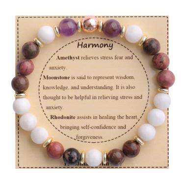 Imagem de KSQS Pulseira De Contas Pedras Curativas Para Mulheres, Proteção E Equilíbrio Com Preciosas Naturais, Cristal Espiritual Alívio Da Ansiedade Cartão Significado (Nº 22)