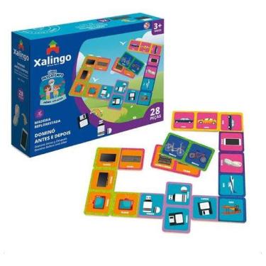 Imagem de Jogo Passatempo Dominó Antes E Depois 28 Peças Em Mdf - Napolestore