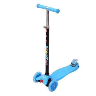 Imagem de Patinete Infantil 4 Rodas c/Leds Scooter Infantil Dobrável e Resistente para Crianças até 60kg (Azul)