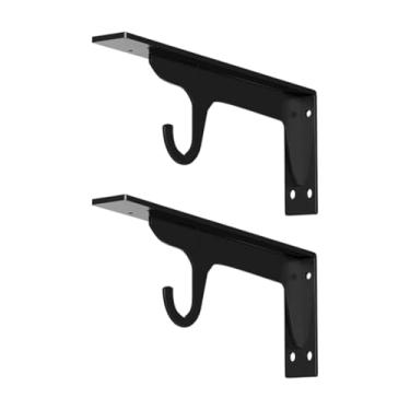 Imagem de XLWLLNJ Suporte de haste de armário Suporte de tábua de madeira Fácil de instalar de prateleira de parede para economia de espaço para guarda-roupa de mesa, Preto