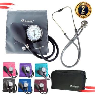 Imagem de Aparelho Pressão Esfigmomanômetro Aneroide + Estetoscópio Rappaport Du