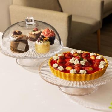 Imagem de Prato 28,5x7,7cm Para Bolo Com Pé De Vidro Bangkok - Wolff