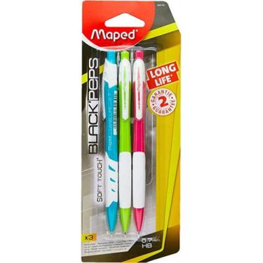 Imagem de kit 3 Lapiseira Maped 0.7 Long Life rosa azul e verde, Azul Verde Rosa