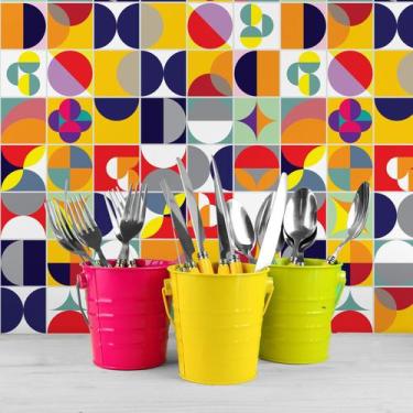 Imagem de Adesivo de Azulejo 10x10 para Cozinha - Colorido Retrô - Quartinhos