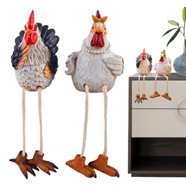 Imagem de Estátua de Galo,2 Peças Figurino Galo E Galinha - Arte Animal de Jardim em Resina para Decoração Doméstica em Quintal Caminho Varanda Exterior Relvado Pátio Cozinha Mesa Prateleira Fazenda