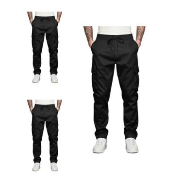 Imagem de Kit 3 Calça Cargo Masculina Jogger Skatista Street Confortável De Alta