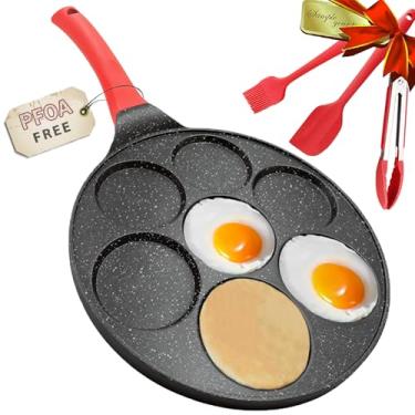 Imagem de Frigideira de ovo prata dólar panqueca panela de ovo frito para café da manhã, 7 xícaras, panela de crepe, panela antiaderente para ovos