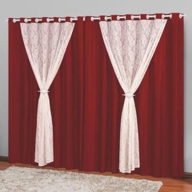 Imagem de Cortina Grande Sala e Quarto 3,00X2,50 Vermelha Marrocos - ENTROU COMP