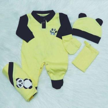 Imagem de Saída maternidade bebê panda amarelo - Nana lobela