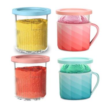 Imagem de OVRRCSME Pacote Com 2 Canecas Ninja Creami Deluxe Pints, Compatível Recipientes Para Sorveteira Nc501 Nc500 Series De 24 Oz - Não Incluídos (Copos + Capas)