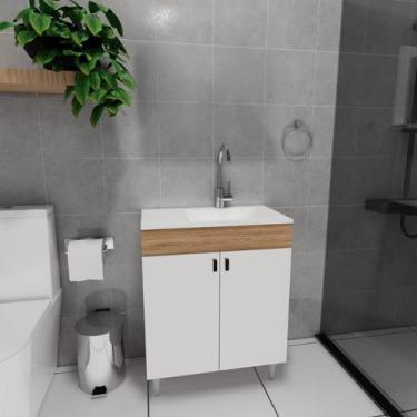 Imagem de Conjunto Gabinete para Banheiro Sevilha Lvt com Pés - Brovalia