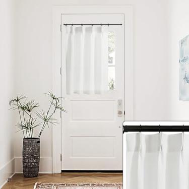 Imagem de Cortinas curtas para janela de banheiro, cortinas brancas transparentes de linho, plissadas, para porta de cozinha, 66 x 101 cm de comprimento