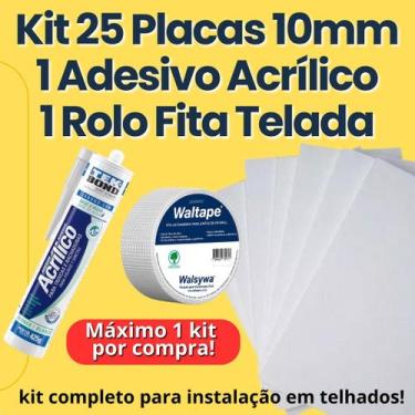 Imagem de Kit 25 placas isopor 10mm 1 tubo cola acrílica tekbond 1 rolo de fita 
