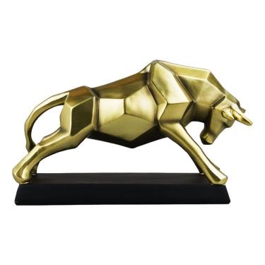 Imagem de Enfeite Rack Sala Luxo Touro Dourado Geométrico - 31cm