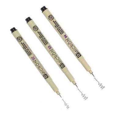 Imagem de Kit 3x Marcador Tecnico Pigma Micron 2/3/4 Preto Sakura