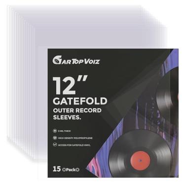 Imagem de Gartopvoiz Mangas externas para discos de vinil Gatefold, capa de álbum de plástico de 30,5 cm, proteção transparente, 15 peças