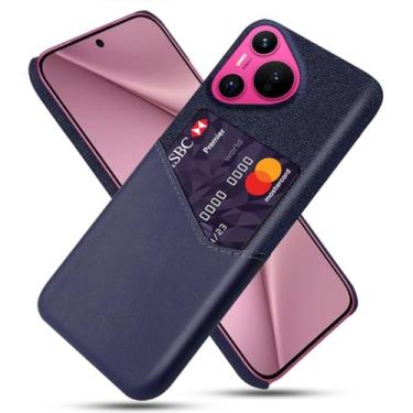 Imagem de Capa para Huawei Pura 70 PRO+,Anti-deslizamento,Proteção contra quedas de 360°,Resistência à impressão digital,Tela e caso de couro PU com 1 slot de cartão atrás-Blue