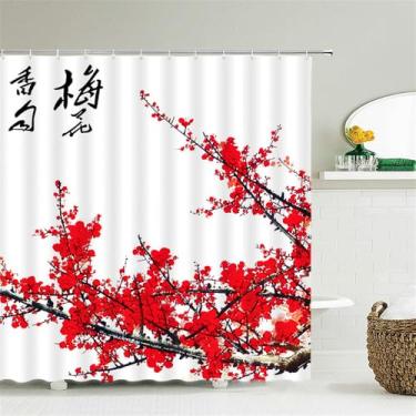 Imagem de Cortina de chuveiro Cortinas de banheiro Impressão Floral Tecido Banheira Decoração, JK3817, L90 x A180 cm