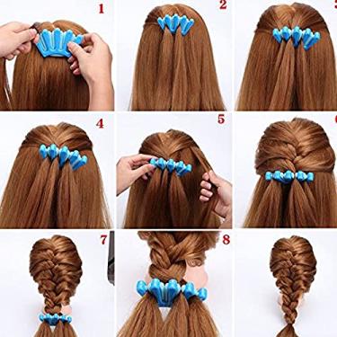 Imagem de KIMISS Ferramenta de Estilo de Cabelo Portátil de Rolo - Fabricante de Tranças de Torção DIY para Penteados Elegantes - Braider de Cabelo Easy Twist French Twist (Azul)