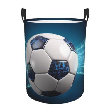 Imagem de Cesto de lavanderia com bola esportiva de futebol, dobrável, impermeável, cesto de armazenamento de roupas com alças, pano Oxford, organizador de brinquedos, cesta para banheiro, lavanderia, quarto