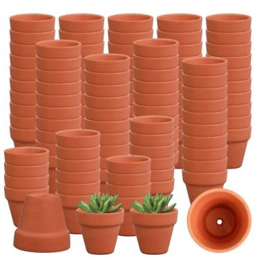 Imagem de CONEHOY 160 potes pequenos de argila com orifício de drenagem, mini vasos de terracota de 5 cm, para suculentas, cactos, flores, casamento, berçário, interior, exterior, artesanato