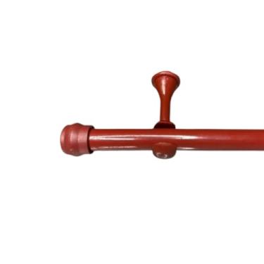 Imagem de Kit Varão de cortina Simples de Aço 2,40 metros 19mm, Bastão Varal de cortina Ferro(Mogno)