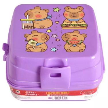 Imagem de Lancheira Dupla Com 4 Divisórias Infantil Escolar Retrátil - NoBrand, 