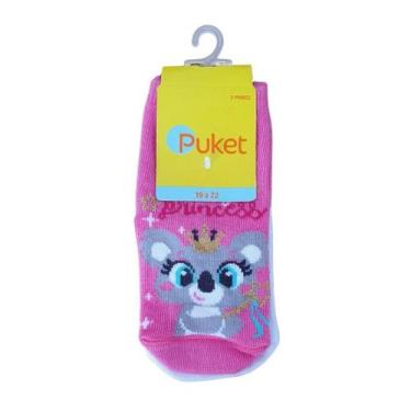 Imagem de Kit 3 Meias Infantil Feminina 7063 Puket, Rosa, Branco, Coala, 15