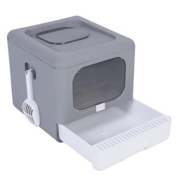 Imagem de Luocute Caixa de Areia de Gato Dobrável, Entrada de Tamanho Superior de Tamanho Grande, Vaso Sanitário de Espiral, Potty Fechado para Gatos de 16,5 Lb Com Controle de Odor, Fácil de (Cinza)