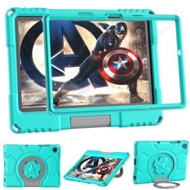 Imagem de Capa para Samsung Galaxy Tab A9+ com protetor de tela, Patamiyar à prova de choque com suporte para tablet Samsung A9 Plus (SM-X210/X216/X218) - Ciano