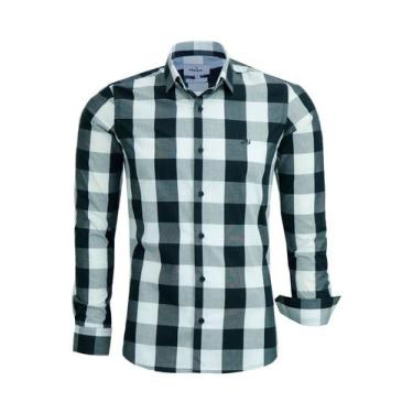 Imagem de Camisa Social Xadrez Fio Tinto Manga Longa Slim 100% Algodão Ref 1899 