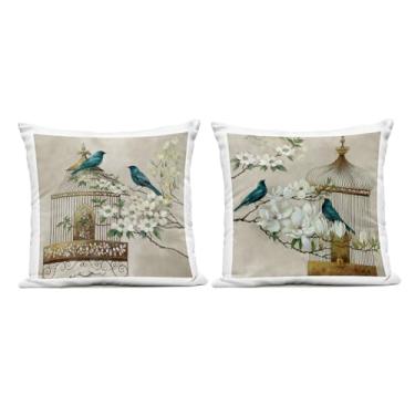 Imagem de Stupell Industries Almofada Spring Bluebirds Menagerie estampada ao ar livre, 45 x 18 x 46, bege