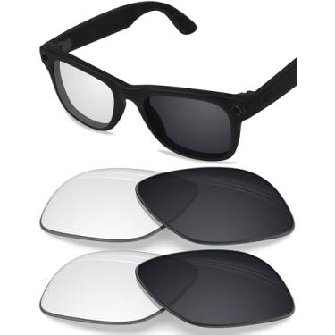 Imagem de BLAZERBUCK Lentes de reposição polarizadas anti-sal para RayBan Meta Wayfarer RW4006 50 mm - Fotocromáticas transparentes a pretas e fotocromáticas transparentes a pretas