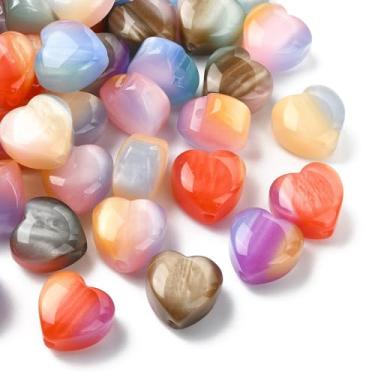 Imagem de UR URLIFEHALL 40 peças aleatórias de resina coração contas coloridas amor coração solto contas espaçadoras para pulseira faça você mesmo, colar, brincos, joias, artesanato, suprimentos