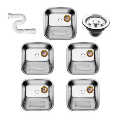 Imagem de Tanque Inox 40x40x22 304 American 5 Unidades Com Valvulas