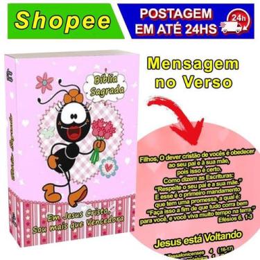 Imagem de Bíblia Infantil - Tem Mensagem no verso alertando as crianças para obe