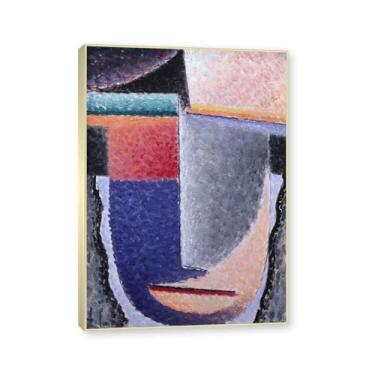 Imagem de NHLDZYH Moldura de champanhe. Impressões de arte Alexej von Jawlensky - Pintura de retrato - (cabeça grande) - Pôster de decoração de parede vintage. 40 x 56 cm - 15,7 x 20,1 pol